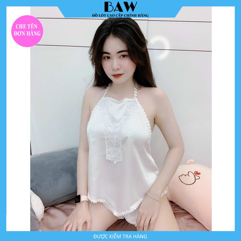 Đồ Ngủ Hai Dây Lụa Satin Cao Cấp Sexy Quyến Rũ Thương Hiệu Baw, Chất Liệu Lụa Mát Mịn Nhẹ Nhàng Cực Kỳ Lôi Cuốn NT713 (hình thật shop tự chụp)