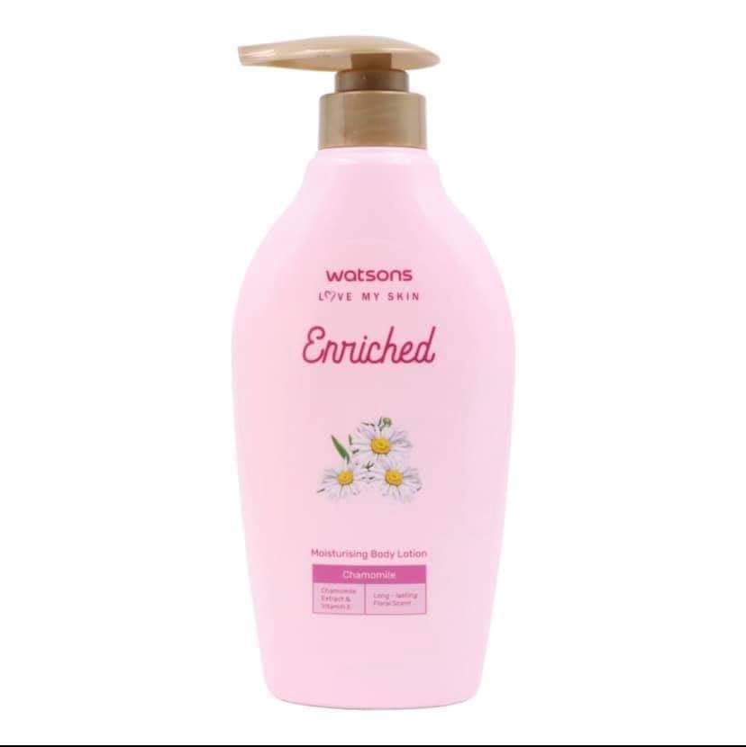 Sữa Dưỡng Thể Watsons Love My Skin Enriched Chamomile Moisturising Từ Hoa Cúc La Mã Cấp Ẩm Da 400ml