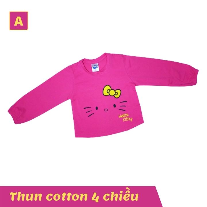 Đồ bộ tay dài cho bé gái hình mèo từ 11-40kg. Chất thun cotton thấm hút mồ hôi -Kiến Lửa