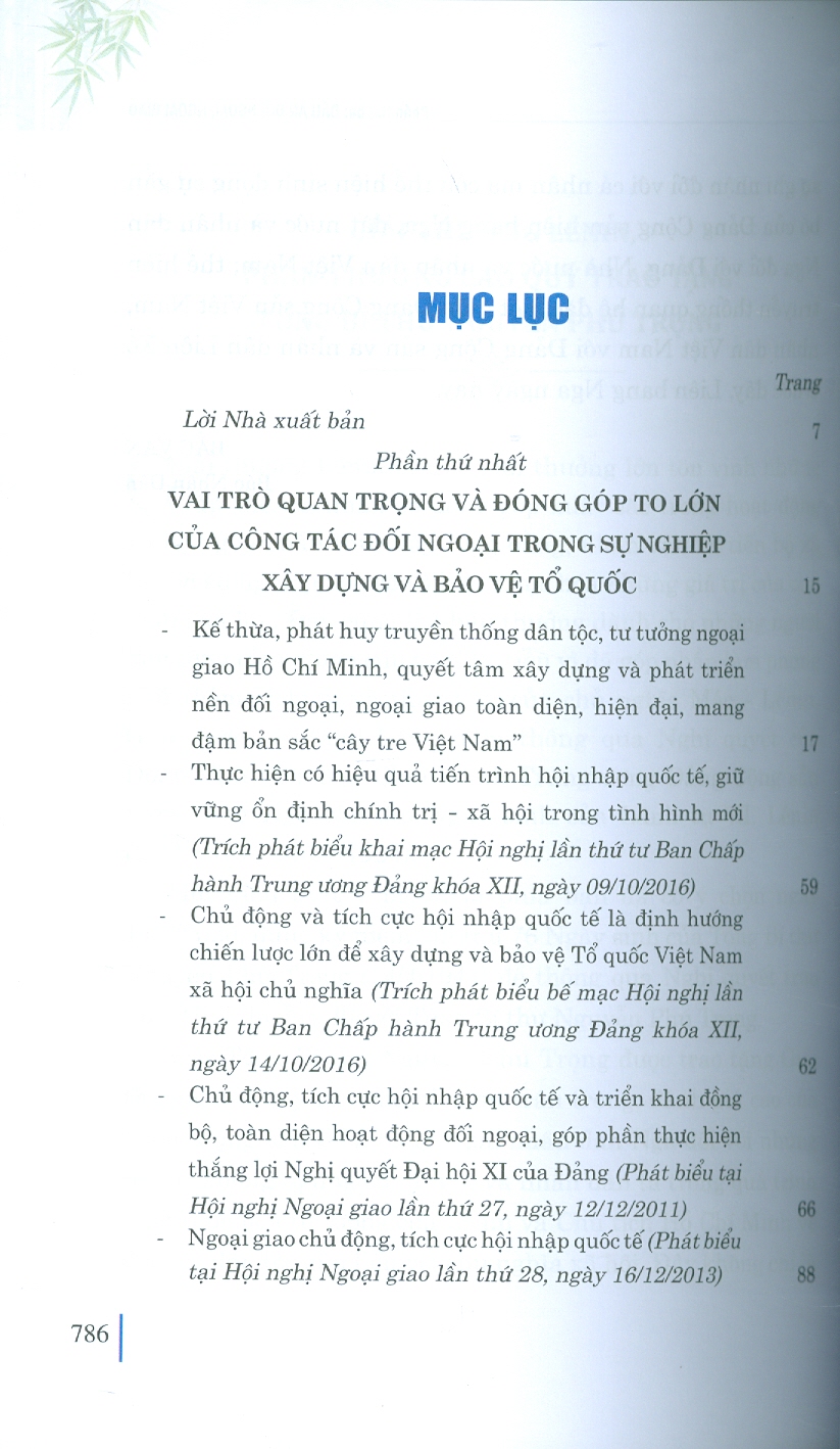 Xây dựng và phát triển nền đối ngoại, ngoại giao Việt Nam toàn diện, hiện đại, mang đậm bản sắc &quot; cây tre Việt Nam&quot; bản in 2024