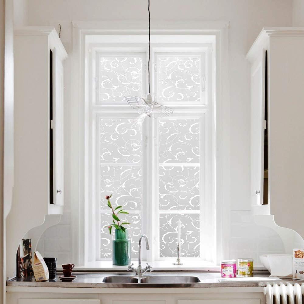 Phim cửa sổ trang trí tĩnh không dính, cửa sổ kính màu Frosted Thiết kế lá hấp phụ 45*200 cm