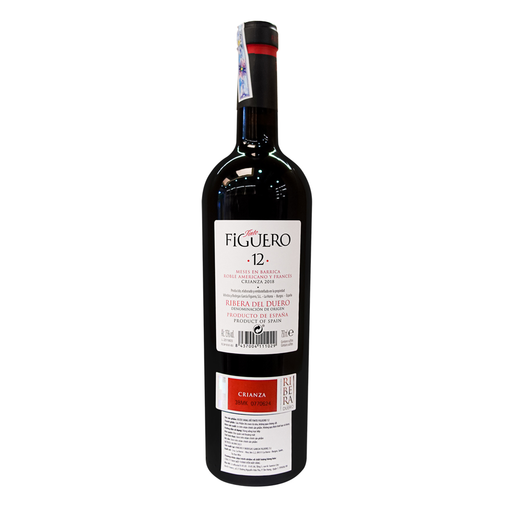 Rượu Vang Đỏ Tinto Figuero 12 Crianza 750ml 14% - Tây Ban Nha - Hàng Chính Hãng