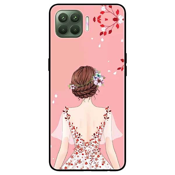 Ốp lưng dành cho Oppo A93 - F17 Pro mẫu Cô Gái Váy Hồng Nền Hồng