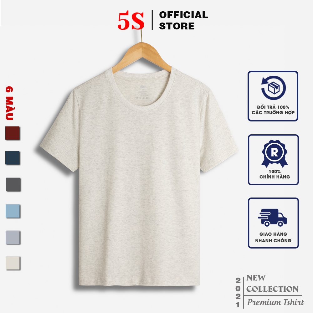 Áo Thun Nam 5S (7 màu) Tay Ngắn Premium, Chất Liệu Cotton Mềm Mại, Thấm Hút Mồ Hôi, Co Giãn Thoải Mái (TSO21023)