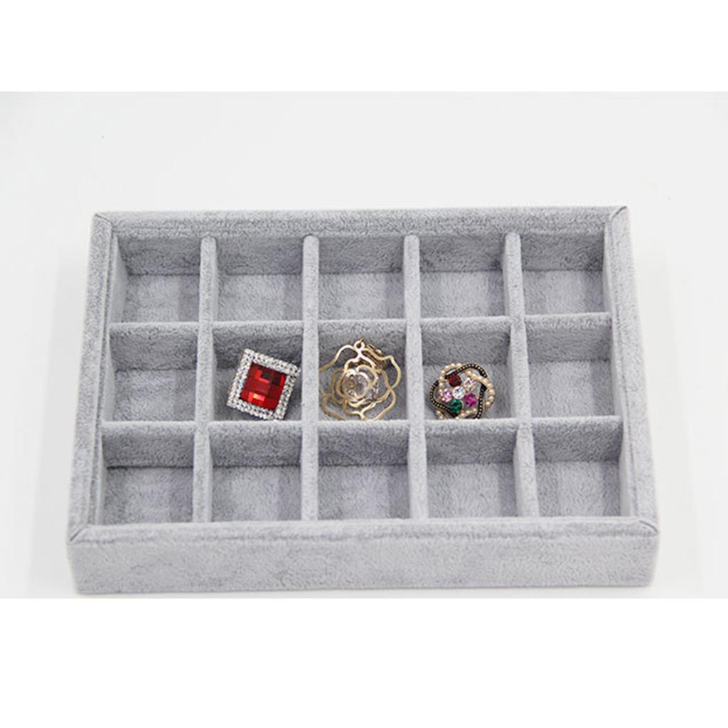 2pcs Velvet Jewelry Display Tray Storage Showcase Organizer Case Holder