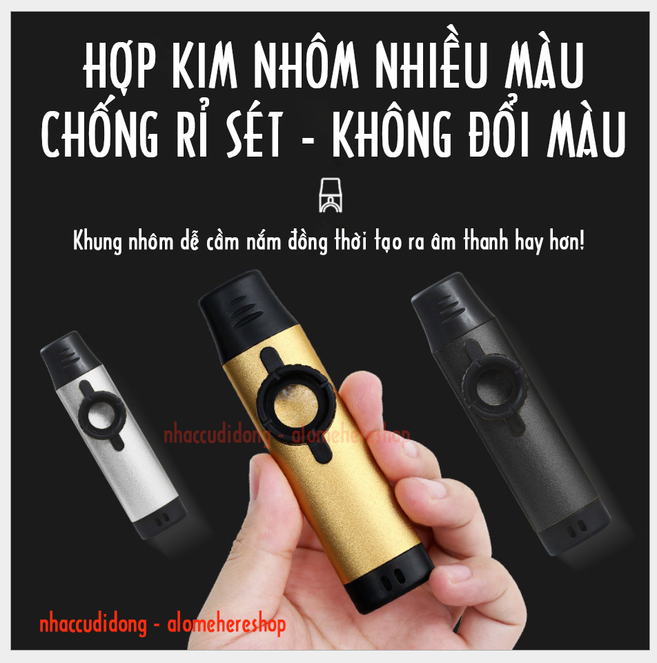 Kèn Kazoo thế hệ mới all new thiết kế hiện đại hợp kim nhôm màu xanh núm chỉnh trực tiếp màng rung