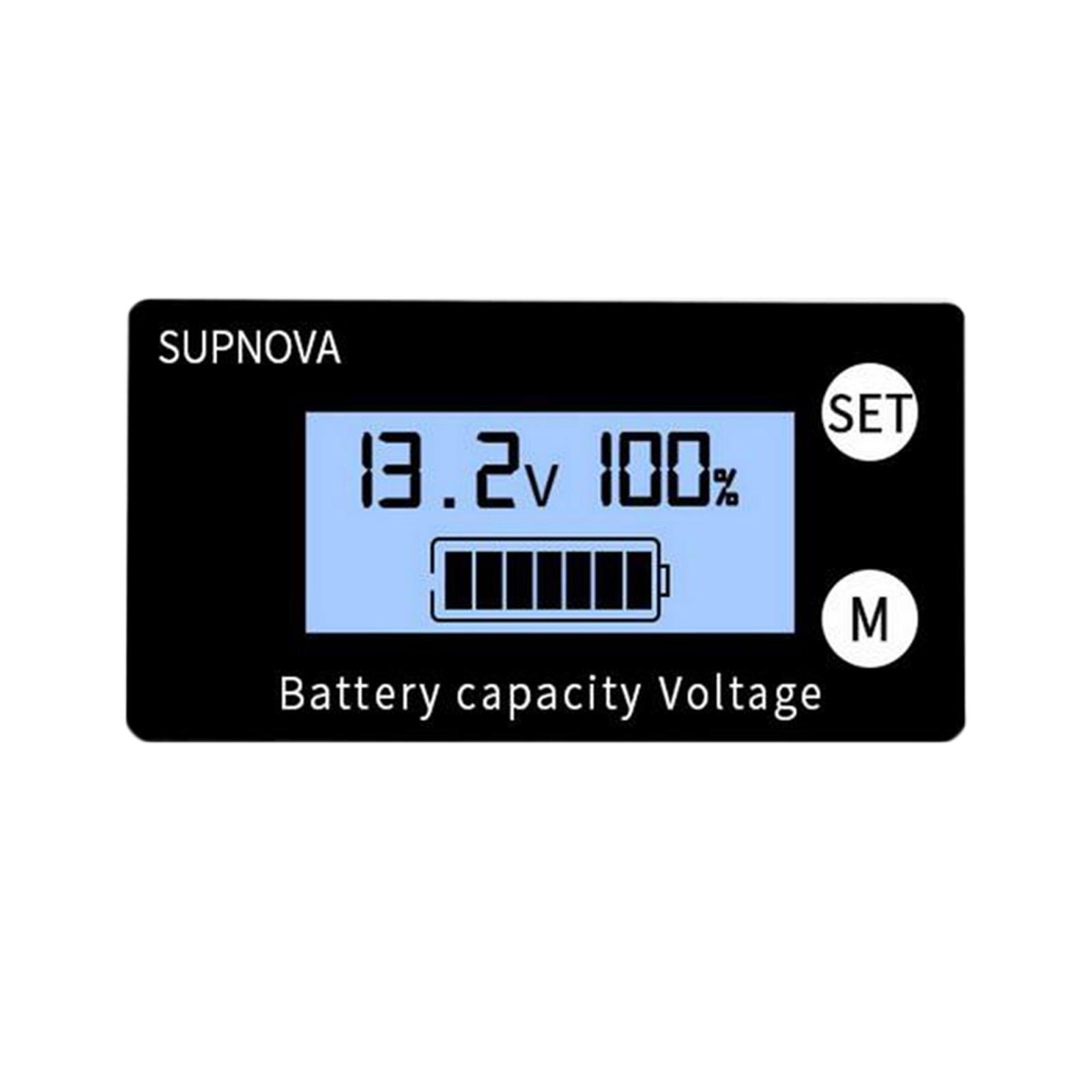 LCD Battery Capacity Monitor Gauge Meter,DC 8V-100V Lead Battery Status Indicator,Lithium Battery Capacity Tester Voltage Meter Monitor