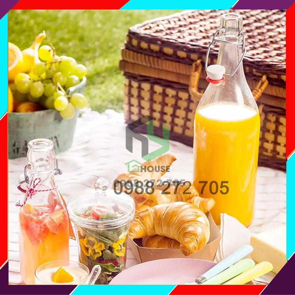 Chai thủy tinh có khóa gài 250ml thân vuông