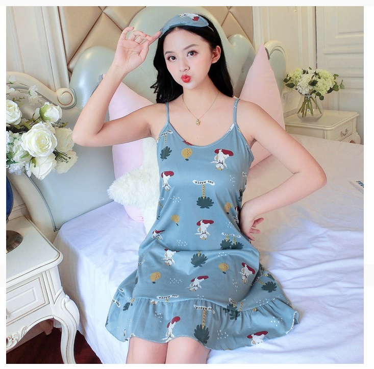 Đầm 2 dây mặc nhà,đồ ngủ họa tiết Haint Boutique Vn15