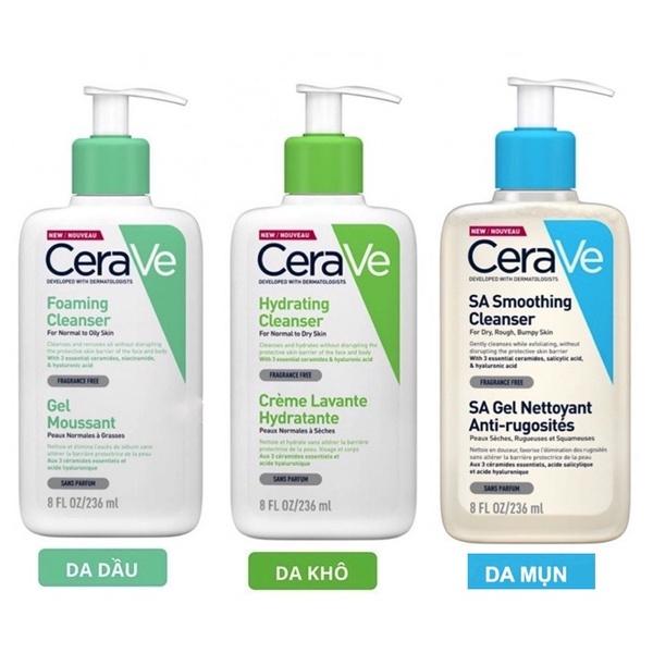 Sữa rửa mặt Cerave dành cho da dầu mụn da khô và da thường 236ml