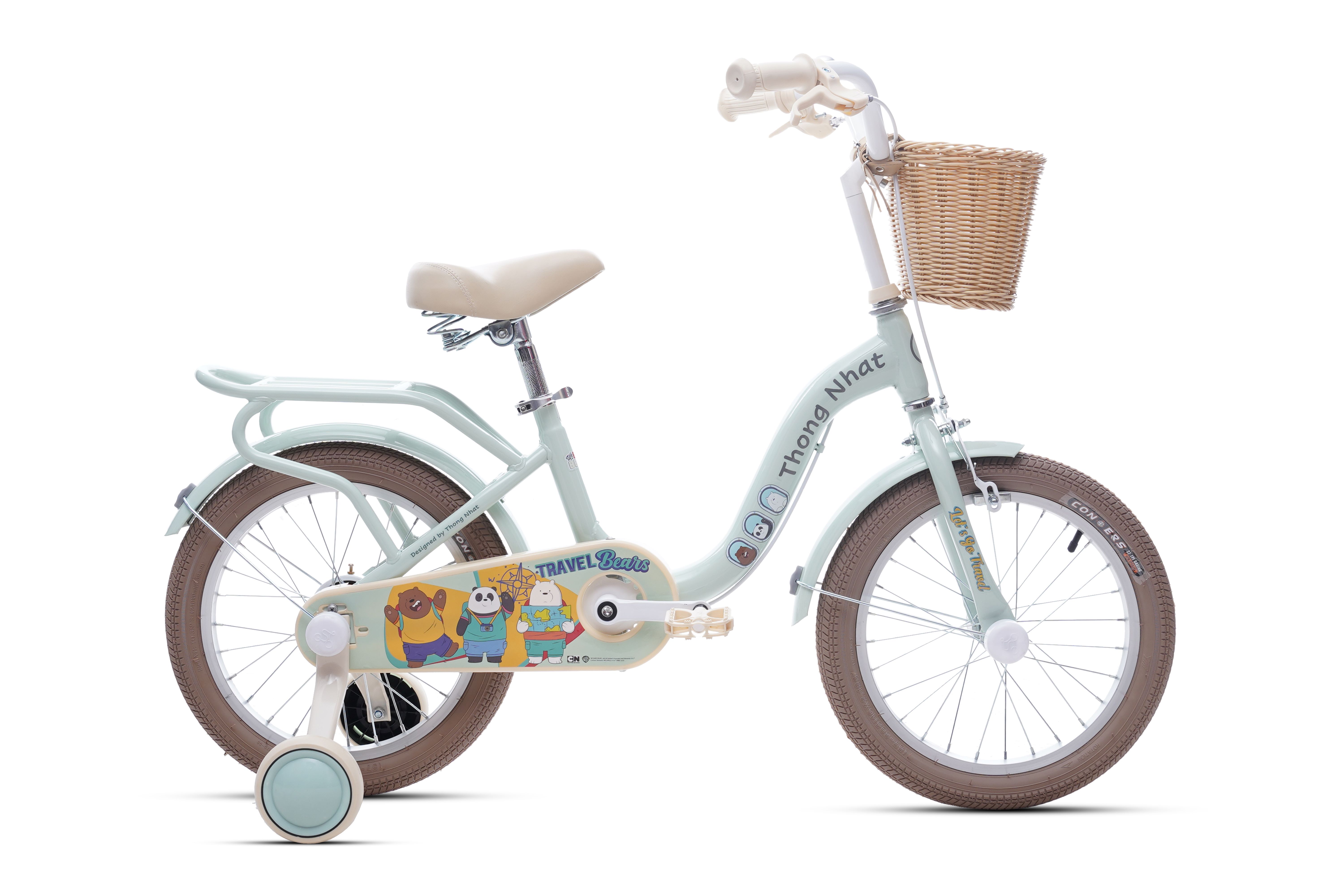 Xe đạp trẻ em Thống Nhất We Bare Bear Size 16 Phù hợp với bé từ 3 tuổi đến 7 tuổi - Tặng Chuông, đồ lắp xe