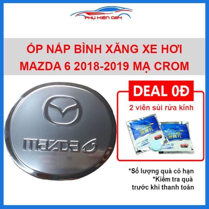 Ốp nắp bình xăng Mazda 6 mạ crom bảo vệ chống trầy trang trí ô tô