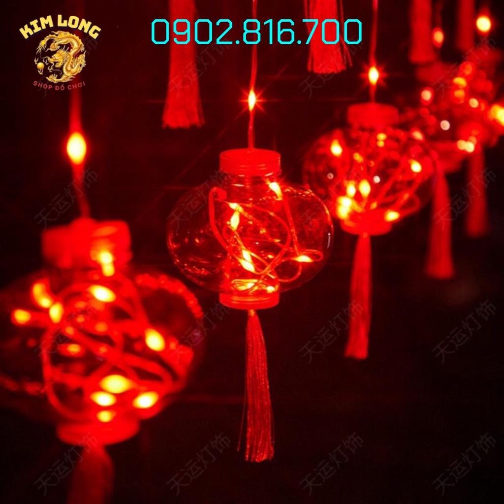 Bộ dây Đèn rèm LED hình ĐÈN LỒNG ngang 3 mét có 10 bóng đèn lồng lung linh siêu đẹp phụ kiện trang trí tết năm mới