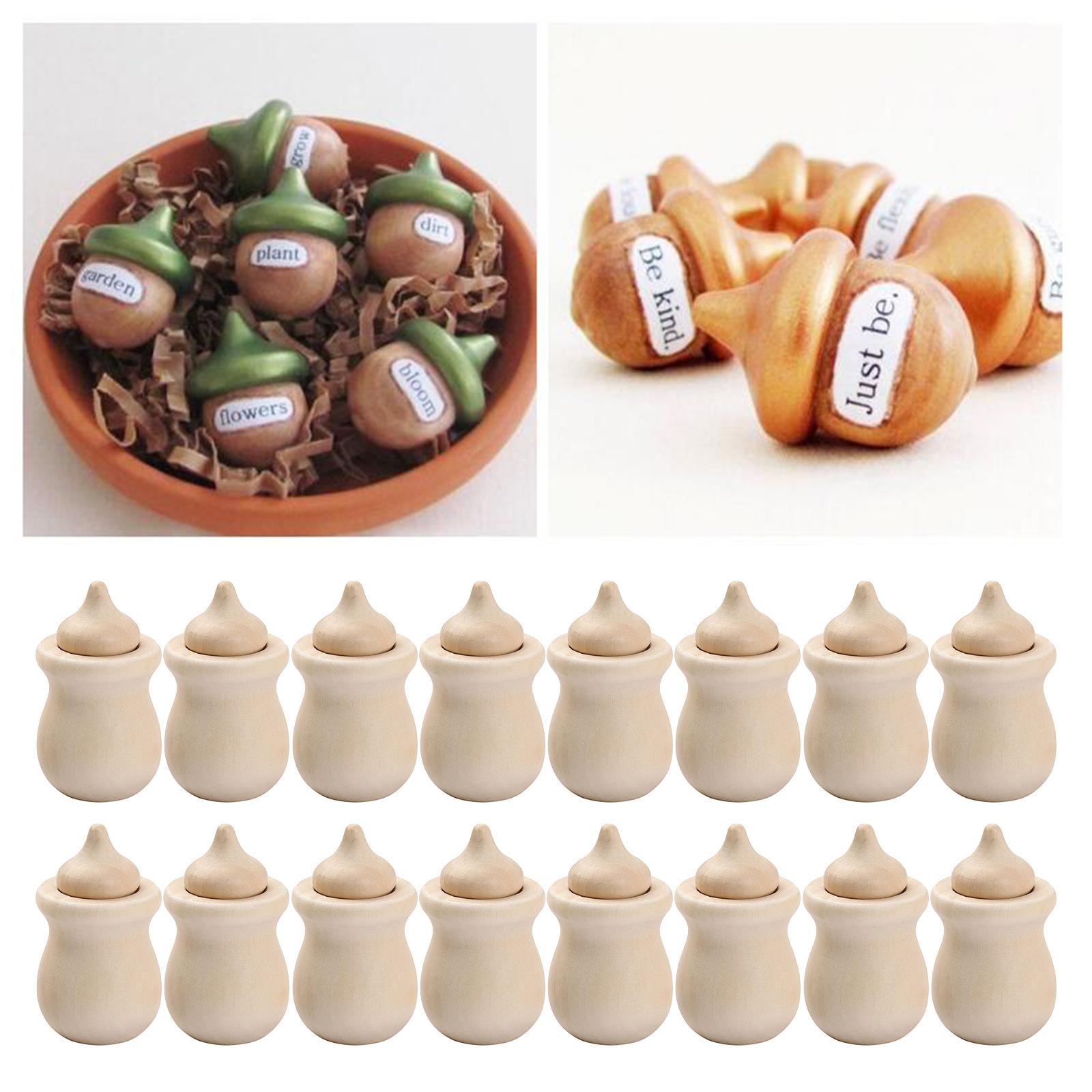 16 Pack Unfinished Wooden Peg Dolls, Peg Acorns, Wooden Shapes, Decorative Peg Doll for Kids DIY Art Craft, Painting, Peg Game, Home Party Decor