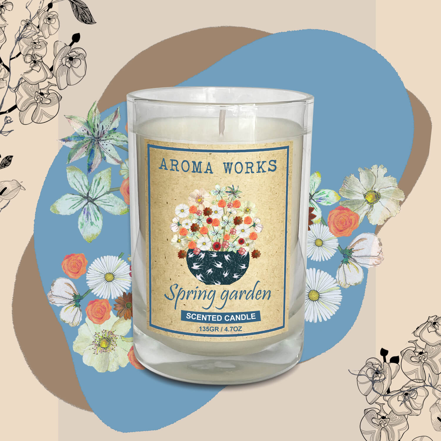 Nến Thơm Thiên Nhiên Aroma Works Natural Scented Candle - Spring Garden