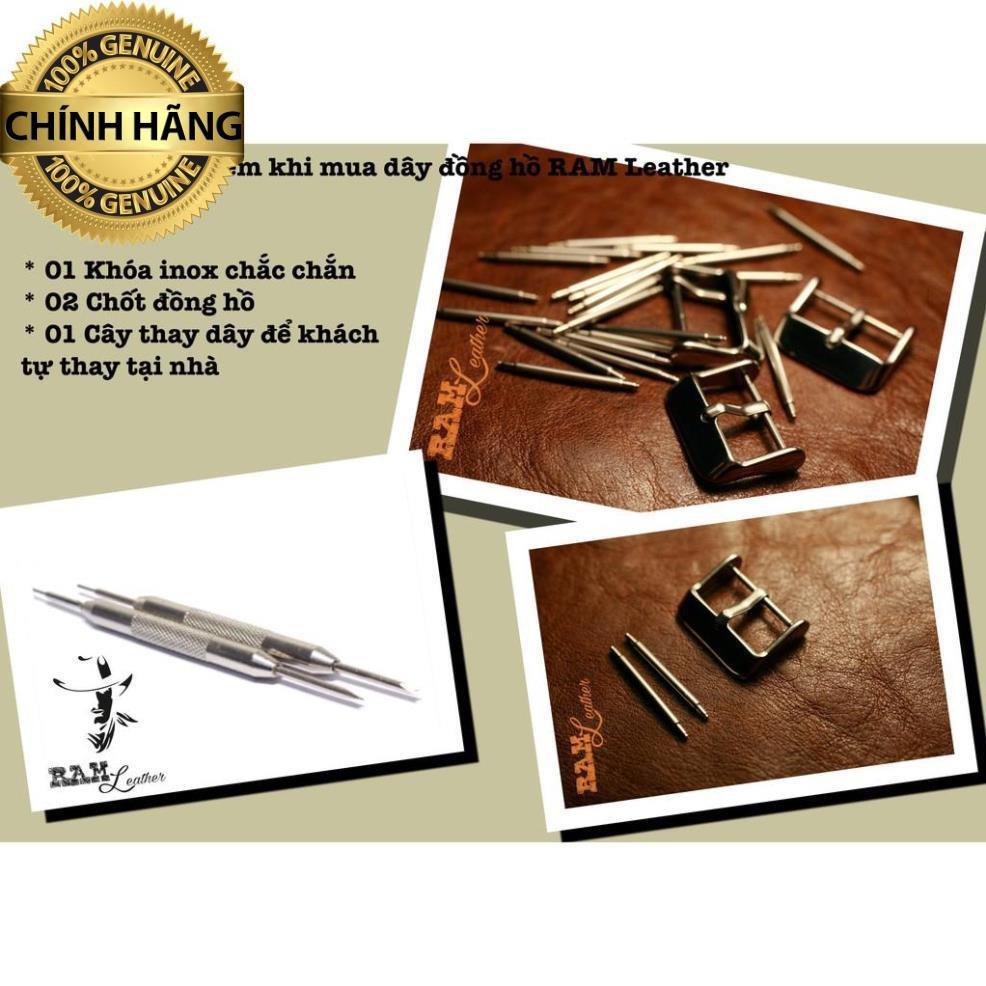 DÂY ĐỒNG HỒ TRỐNG ĐỒNG DÀNH CHO CASIO AE1200 DA BÒ THẬT BUNDSTRAP B2+DARK BROWN .