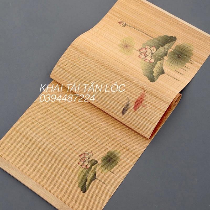 Chiếu tre , thảm tre trải bàn trà hình hoa sen 30x135cm