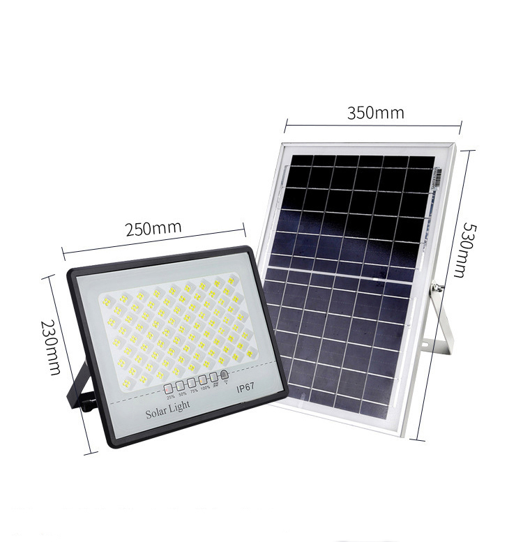 Đèn năng lượng mặt trời 200W, Chống chói mắt, Đèn Led NLMT, Vỏ nhôm, Tấm pin rời, Ánh sáng trắng, Báo pin ngoài, Kiểu Led mới