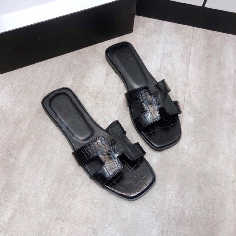 Dép nữ vân cá sấu siêu xinh- dép quai ngang nữ