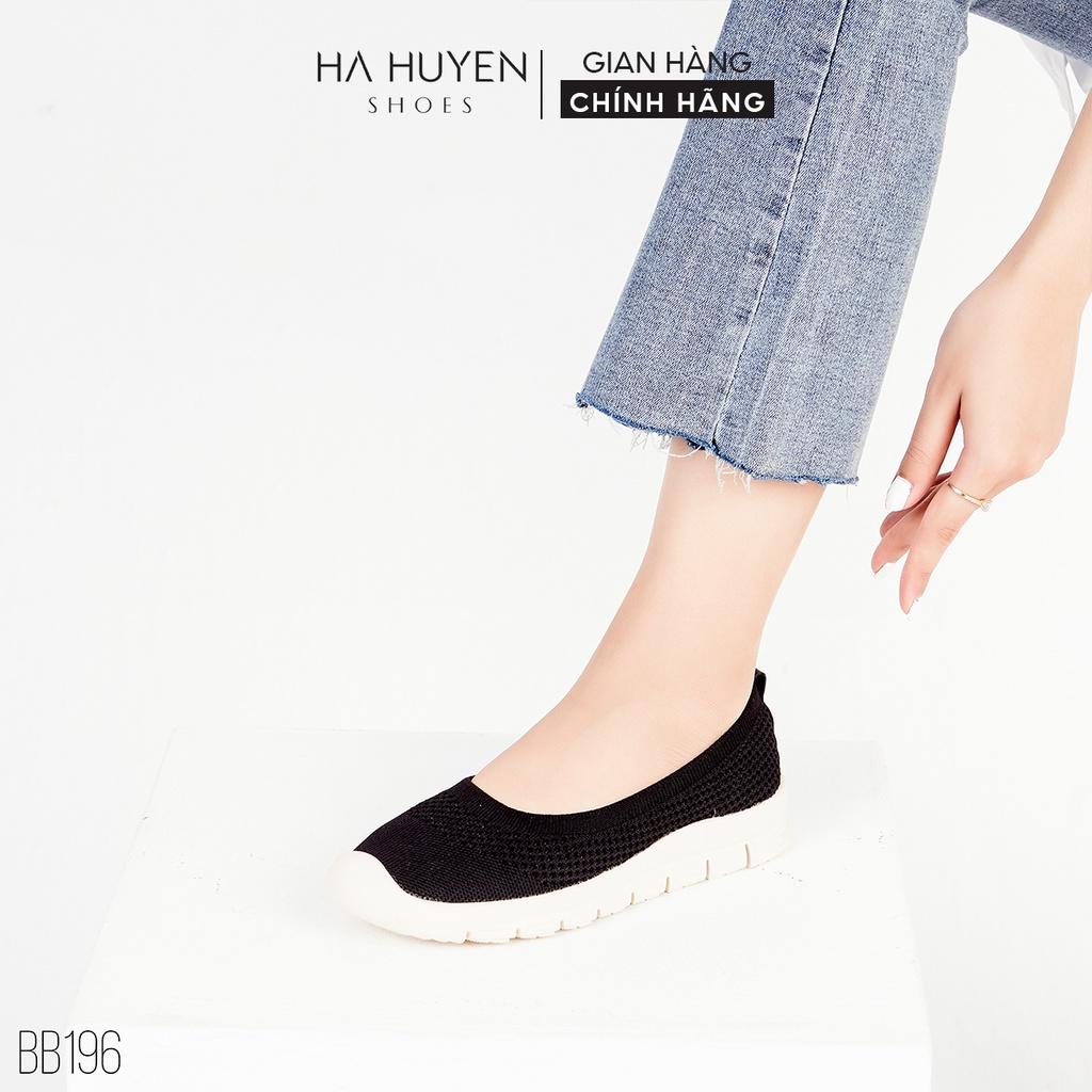 Giày Slip on nữ Hà Huyền Shoes mũi len lỗ đế răng dáng thể thao - BB196