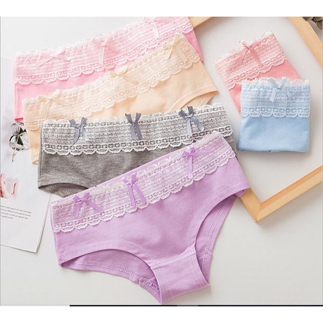 Quần Lót Nữ Cotton Phối Ren Cạp Ngang Eo Thời Trang  Hàng Loại đẹp.