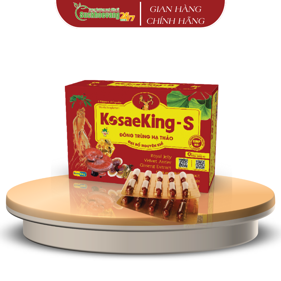 Viên uống Đông trùng hạ thảo KosaeKing S bồi bổ cơ thể, tăng sức đề kháng, nâng cao sức khỏe - Hộp 60 viên