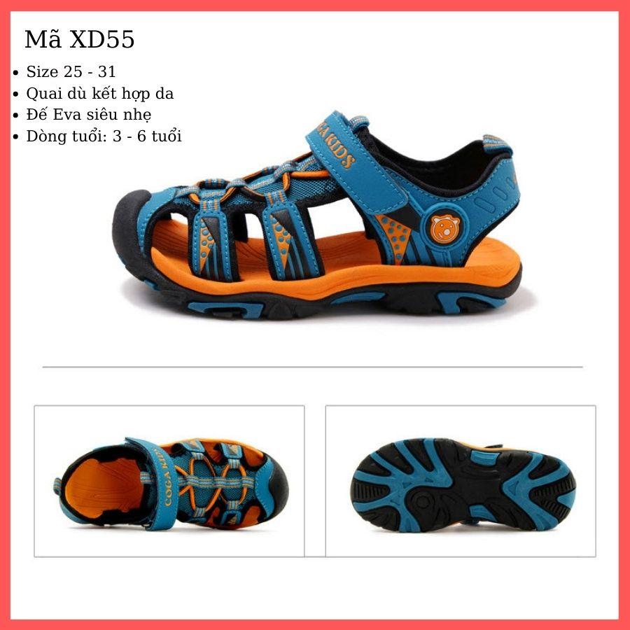 Sandal bít mũi Coga Kids XD55 cho bé trai, trẻ em nam 3 - 6 tuổi siêu nhẹ, đàn hồi, chống trơn trượt quai hậu thời trang