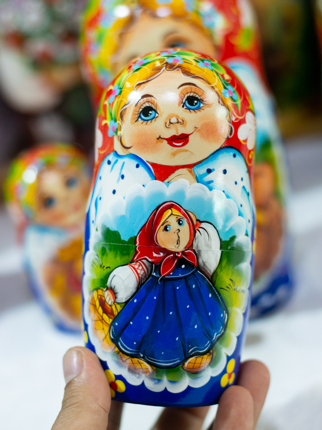 BỘ BÚP BÊ NGA MATRYOSHKA 7 LỚP 22CM HOA VĂN "MISA VÀ GẤU NÂU" RẤT ĐẸP VÀ DỄ THƯƠNG