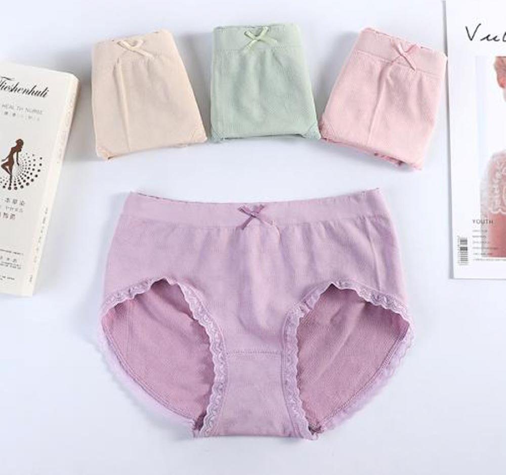 Combo 4 Quần lót nữ cotton sợi kháng khuẩn siêu co dãn phối viền ren QL8 Freesize giao màu ngẫu nhiên tặng 3 mặt nạ
