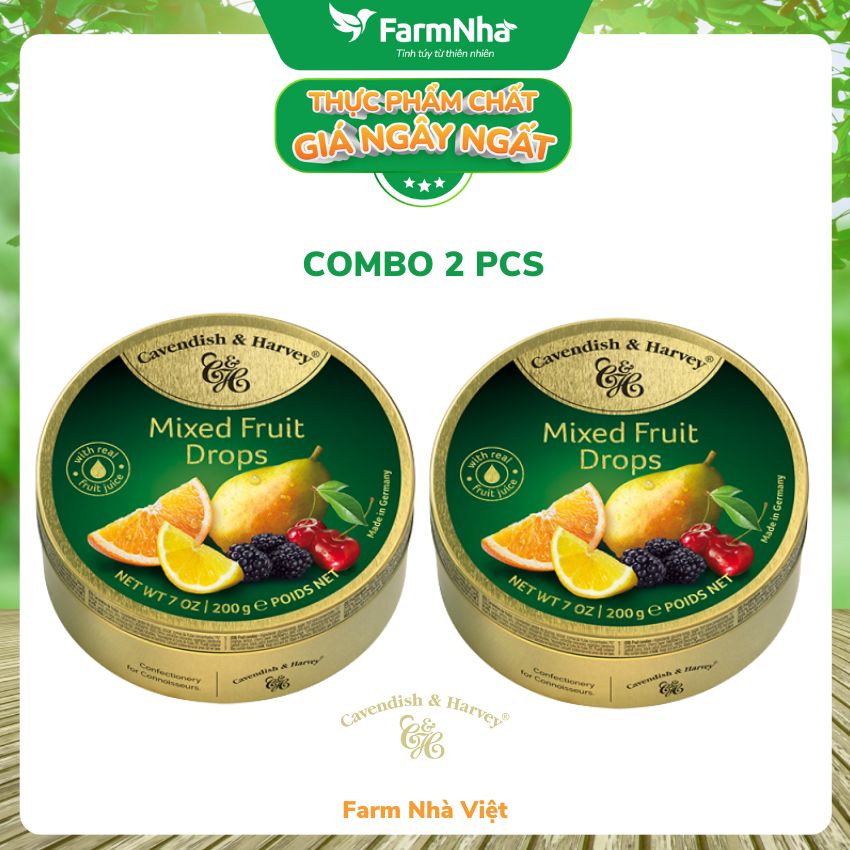 (Combo 2 hộp) Kẹo trái cây Cavendish &amp; Harvey vị MIXED FRUIT 200gr - Sản phẩm với hương vị tuyệt vời từ Đức