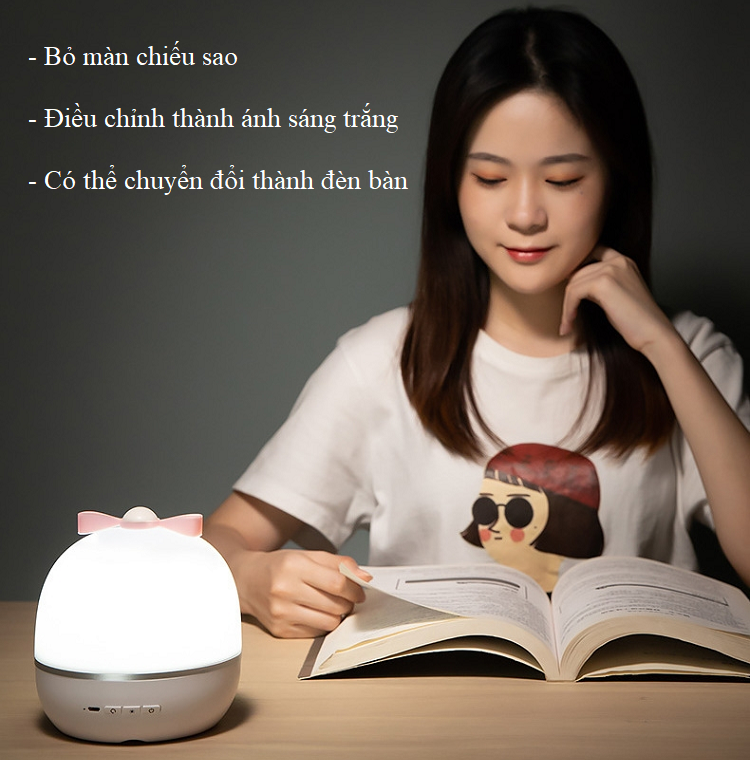 Đèn chiếu ngàn sao thông minh xoay 360 độ tích hợp 6 màn chiếu thay thế ( TẶNG 3 MÓC TREO ĐỒ DÁN TƯỜNG CHỊU LỰC NGẪU NHIÊN )