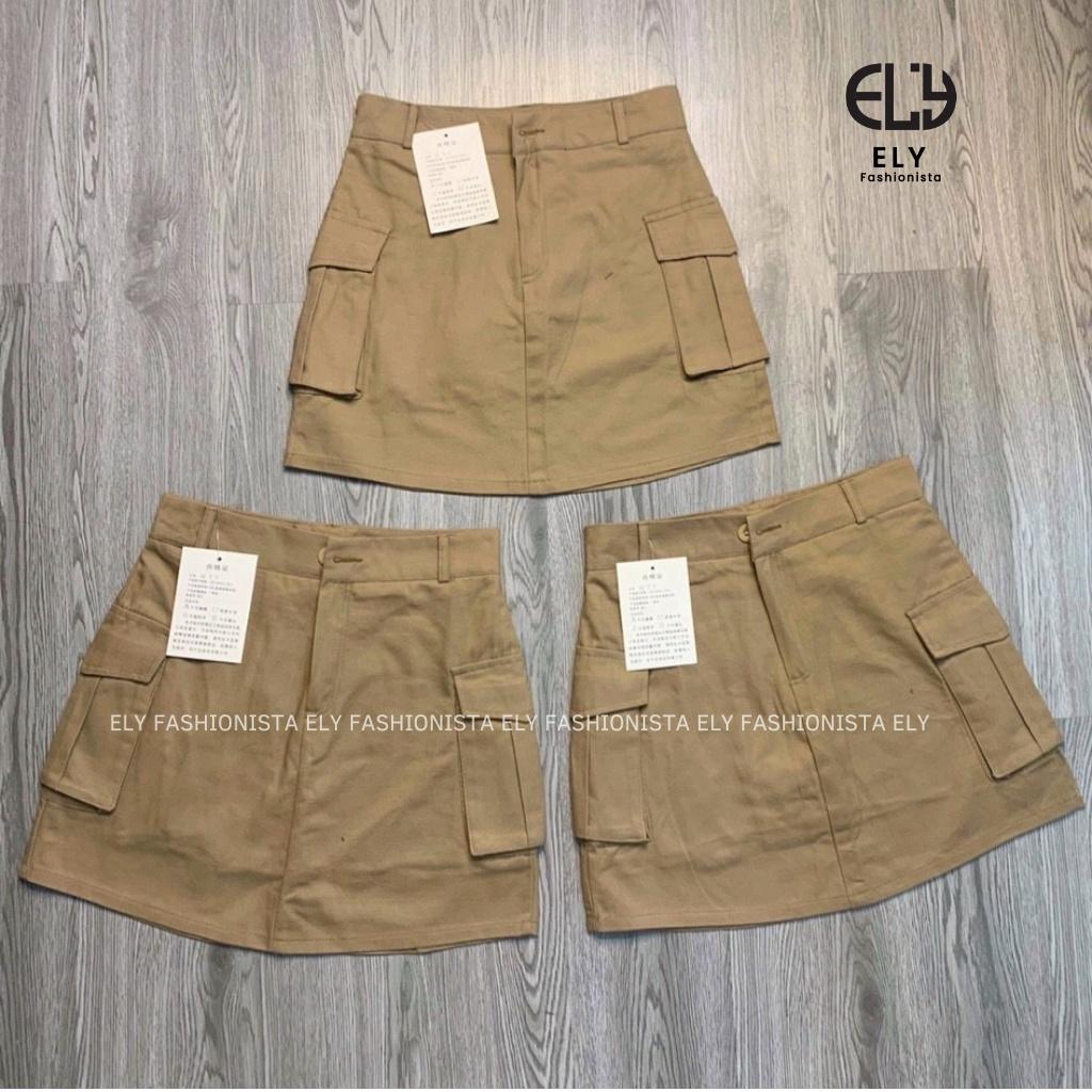 Chân váy kaki cạp cao chữ A túi hộp thiết kế tinh tế phong cách nhẹ chuẩn form kdx