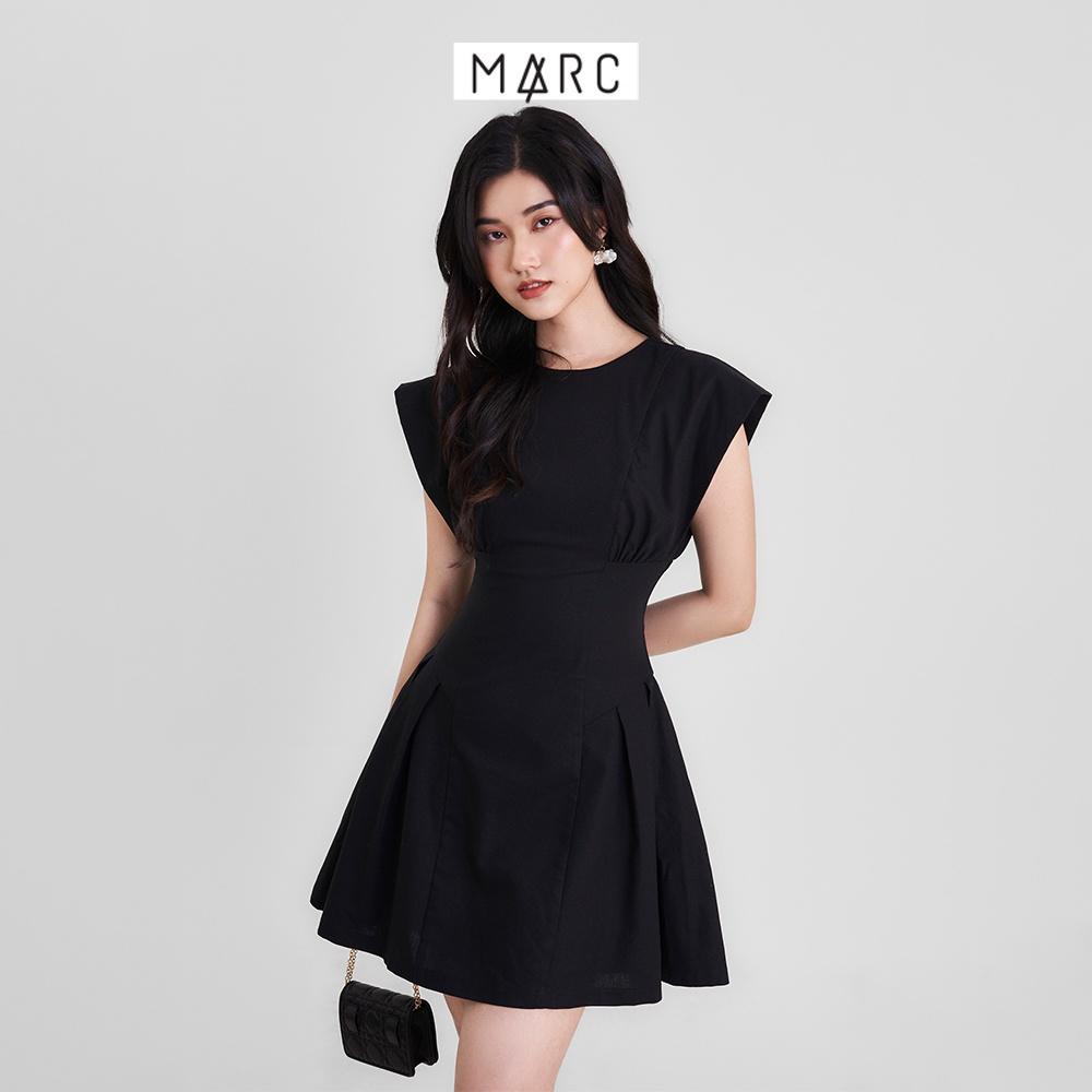 Đầm nữ MARC FASHION mini linen ôm eo nhún ngực tùng xếp ly FAVH033722