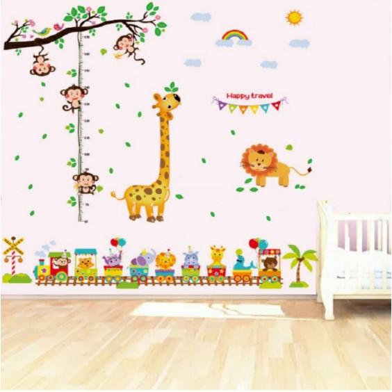 BỘ COMBO DECAL GHÉP ĐÔI TRANG TRÍ - Thước đo Khỉ kết hợp Xe lưa Mới