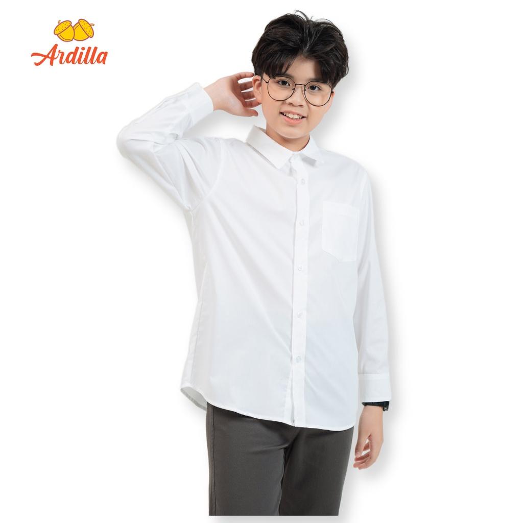 Áo Sơmi trắng dài tay ngắn tay đồng phục cho bé trai ARDILLA chất liệu cotton mềm mại, kiểu dáng basic 1805/1804