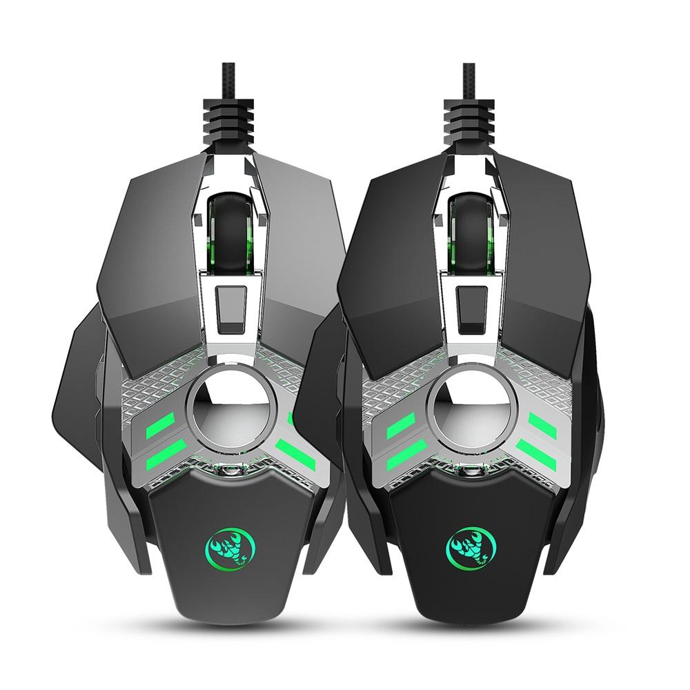 HXSJ J200 Wired Gaming Mouse Seven-key Macro Programming Settings Mouse with Four Adjustable DPI RGB Light Grey