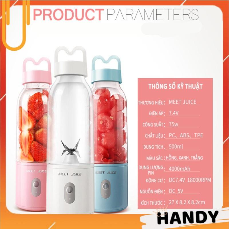 Máy Xay Sinh Tố, Máy Say Sinh Tố Cầm Tay 500ML 1 Cốc Juicer Cup, Xay Sinh Tốc Cực Mạnh Bảo Hành 12 Tháng