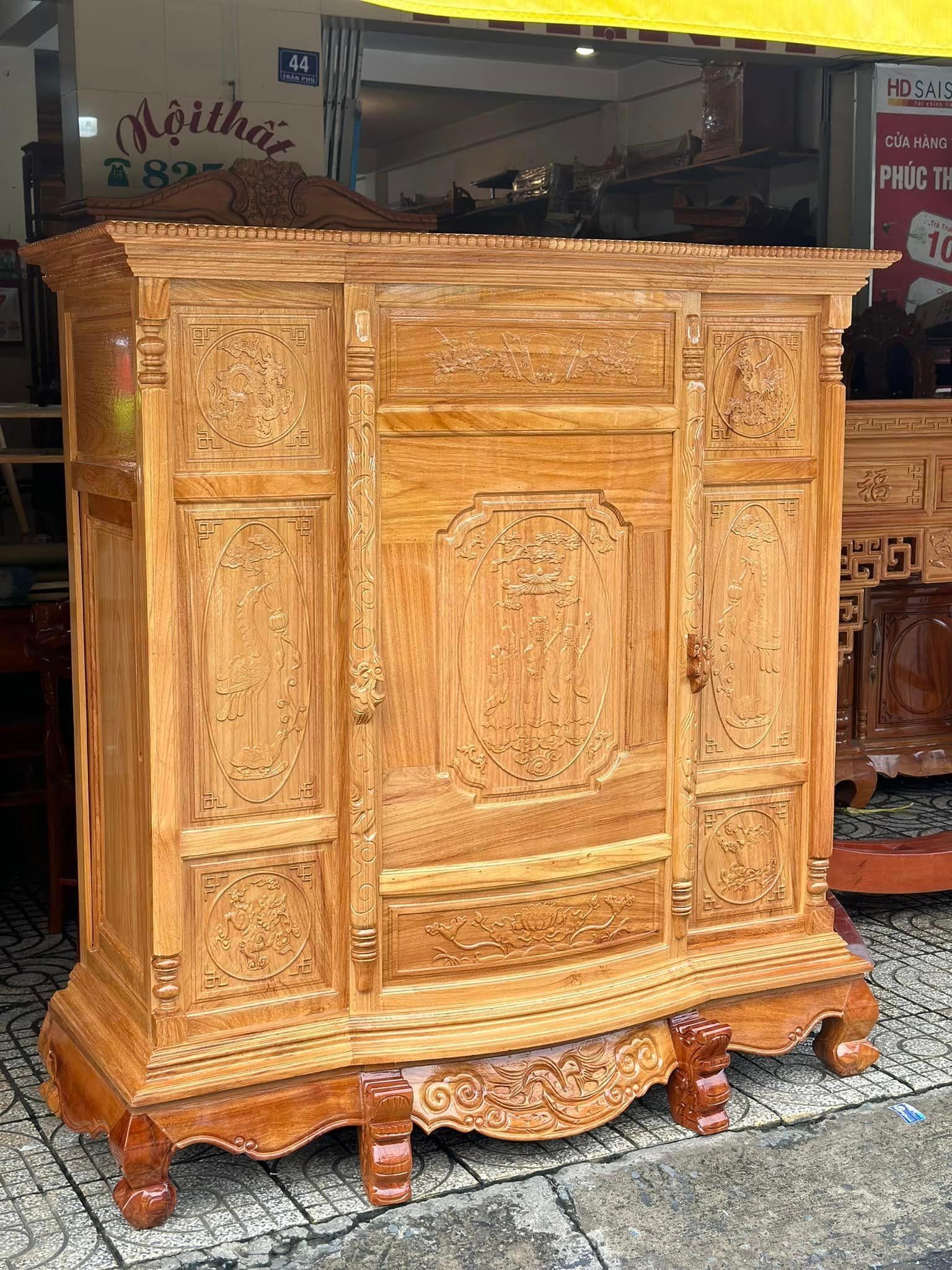 Tủ Thờ Gỗ Gõ 6 Chân, Tủ thờ gỗ tự nhiên cao cấp, bàn thờ gỗ gõ
