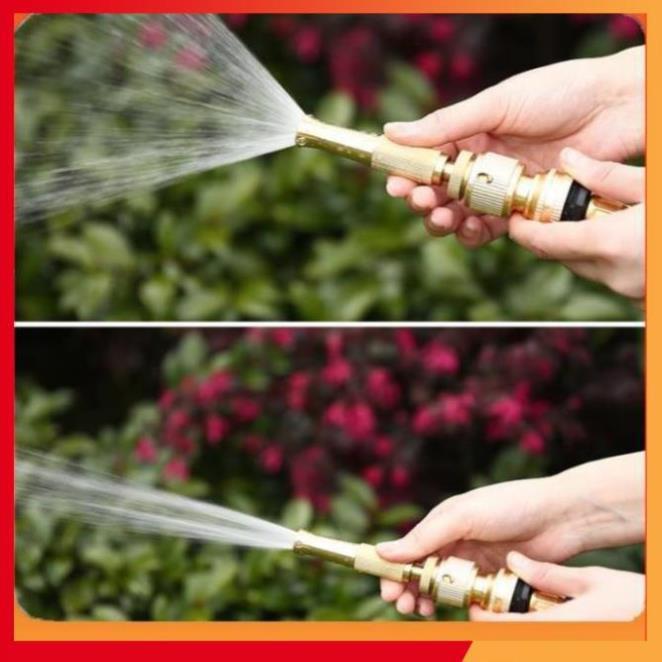 Bộ dây vòi xịt nước rửa xe, tưới cây . tăng áp 3 lần, loại 3m, 5m 206587 cút sập,nối nhựa vàng+ tặng mở chai