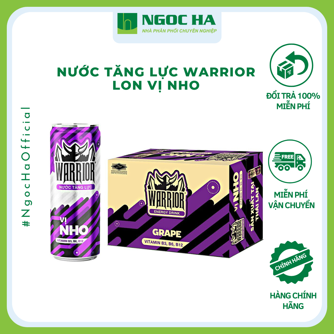 (Thùng ) Nước tăng lực Warrior vị nho lon 325ml