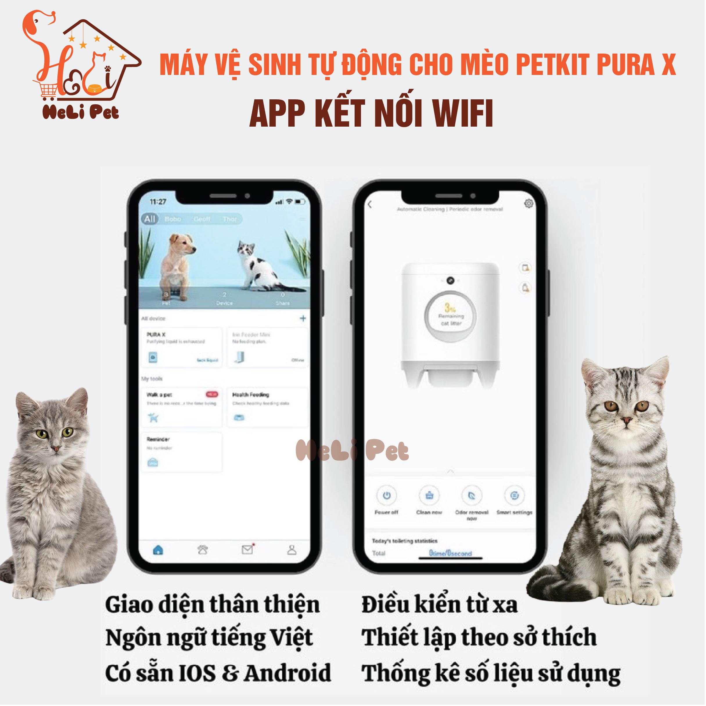 Máy Vệ Sinh, Dọn Phân Mèo Tự Động PETKIT PURA X  2024 - HeLiPet