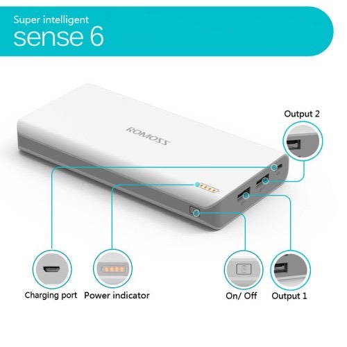 Pin Sạc Dự Phòng Romoss Sense 6 20.000mAh,HÀNG CHÍNH HÃNG