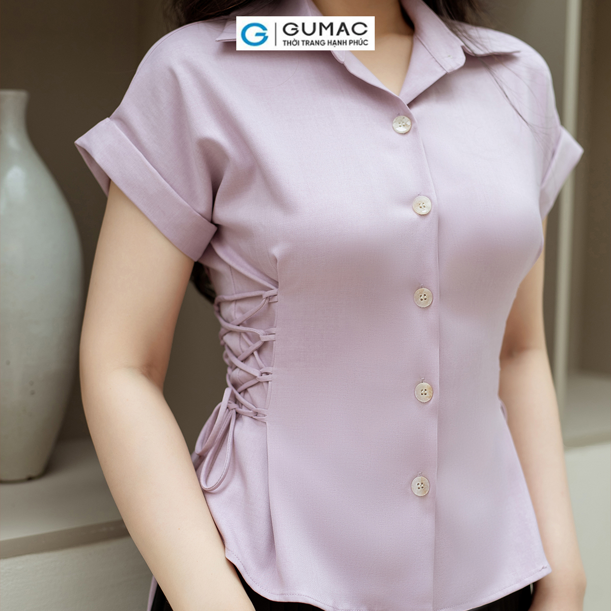 Áo kiểu thắt dây eo GUMAC AD08003