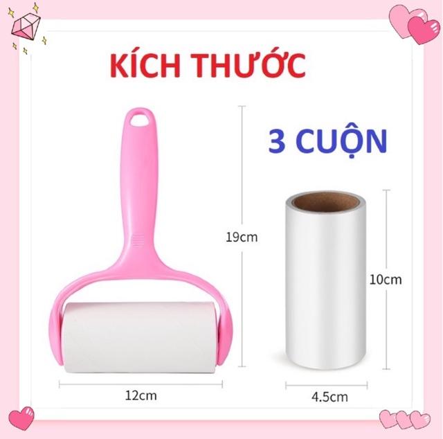 cây lăn bụi bẩn ga giường, quần áo(COMBO KÈM 3 LÕI). Lăn Bụi Đa Năng ( Lông Chó Mèo, Sợi Vải, Sofa, Chăn ,Ga...