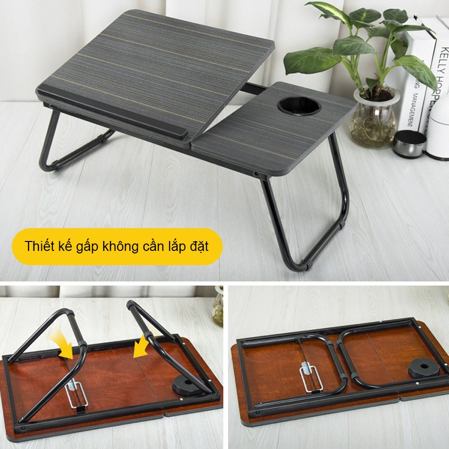 Bàn Học, Bàn Làm Việc Gấp Gọn Mặt Gỗ, Chân Thép Thiết Kế Thông Minh Thay Đổi độ Nghiêng Của Bàn Tiện Lợi
