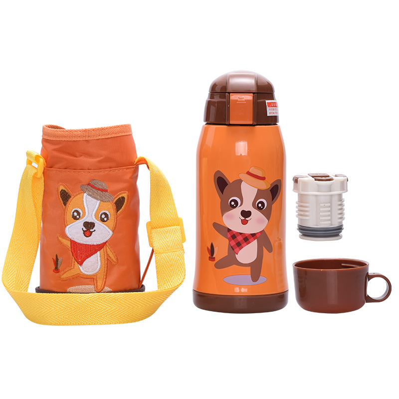 Bình giữ nhiệt inox Animal cute kèm túi vải xách tay 600ml