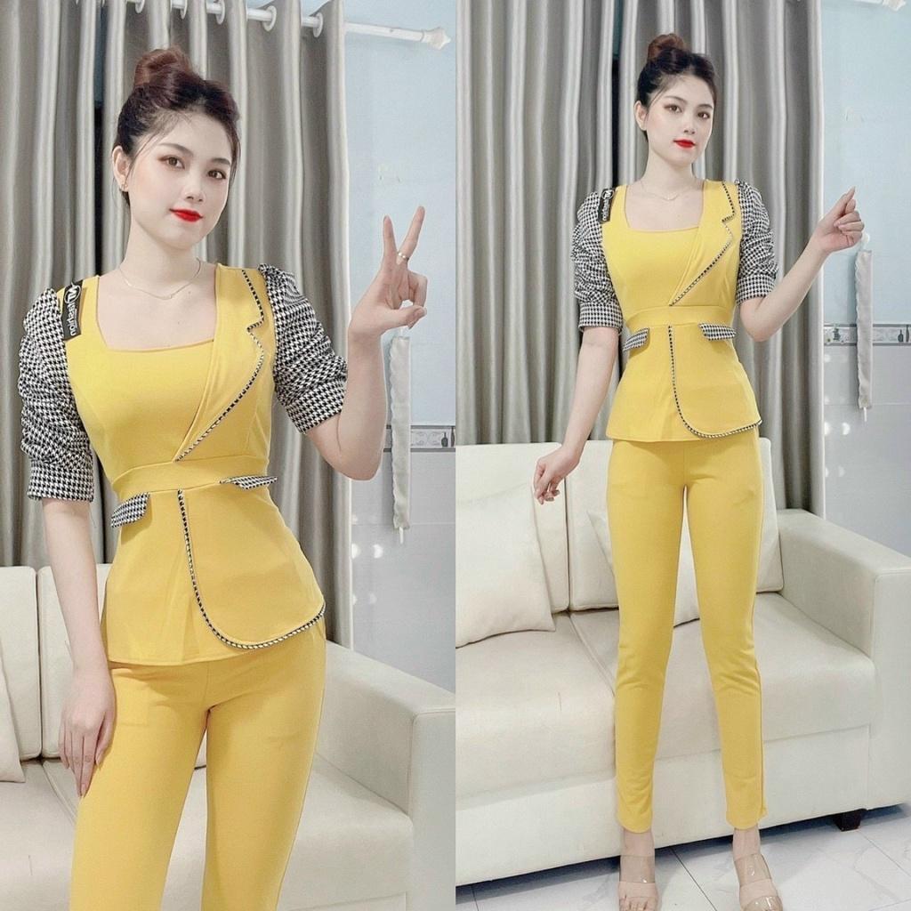 Đồ bộ nữ đồ mặc nhà tay ngắn quần dài thun cát hàn