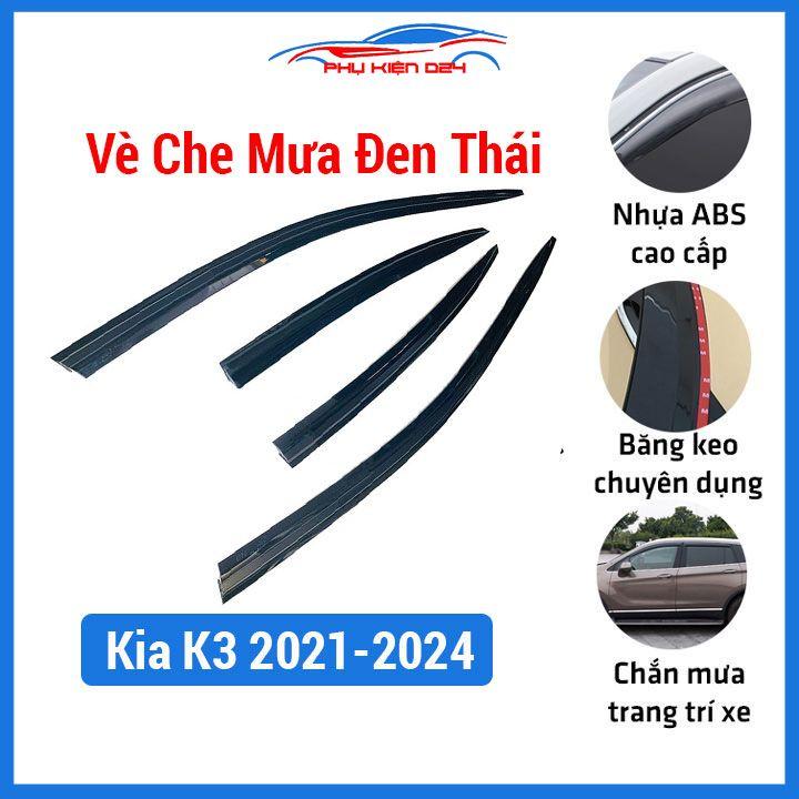 Vè che mưa ô tô Kia K3 2021-2022-2023-2024 vè đen thái cao cấp chắn mưa, cản bụi, trang trí xe hơi