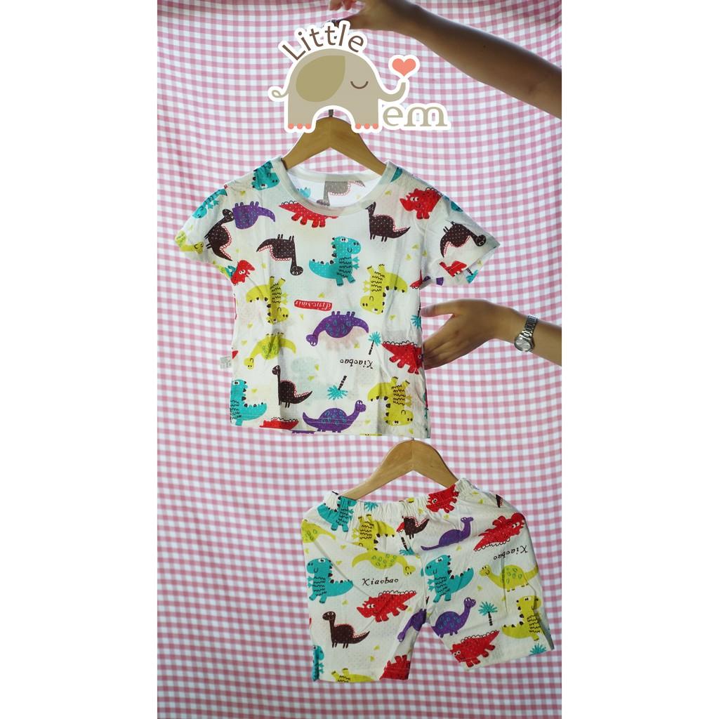 Bộ đồ bé trai Cotton tre cộc tay  _ Color dinosaur