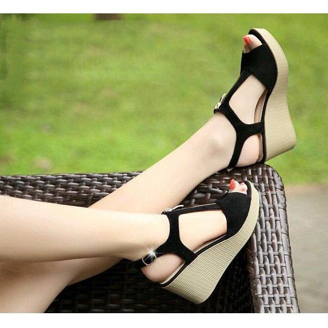 Giày cao gót 9 phân đế xuồng khóa kéo LT